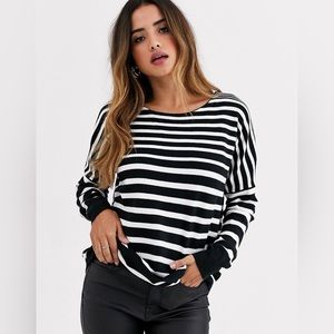 French Connection Striped Boatneck Sweater Medium
